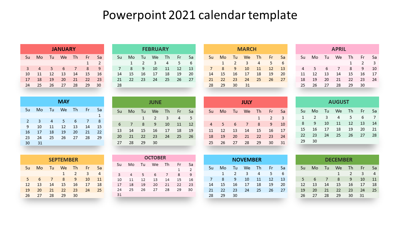 Ready To Use PowerPoint 2021 Calendar Template Design